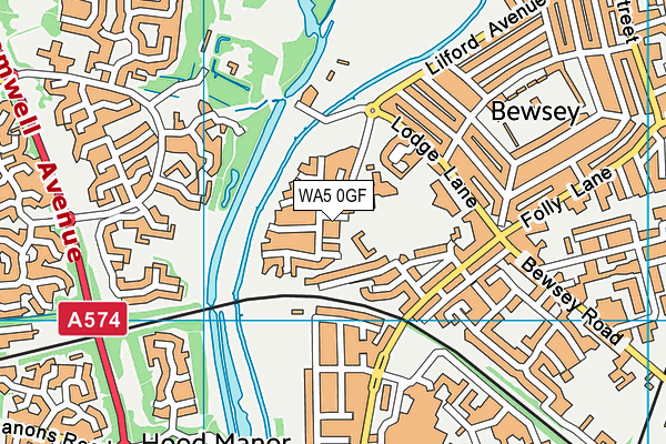 WA5 0GF map - OS VectorMap District (Ordnance Survey)