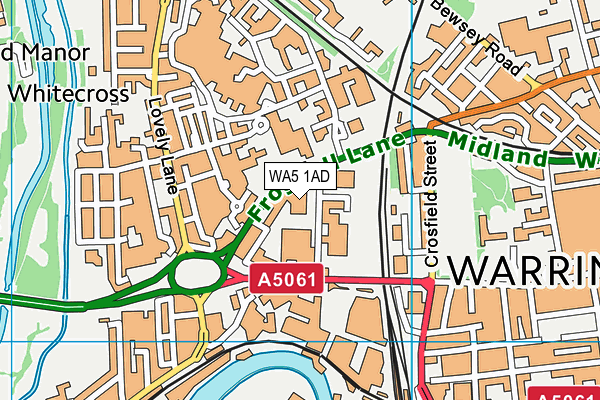 WA5 1AD map - OS VectorMap District (Ordnance Survey)