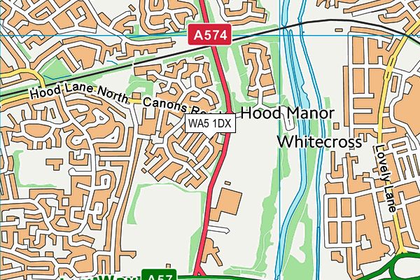 WA5 1DX map - OS VectorMap District (Ordnance Survey)