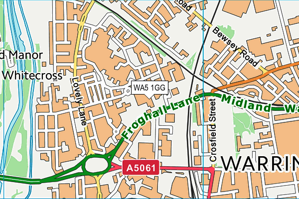 WA5 1GG map - OS VectorMap District (Ordnance Survey)