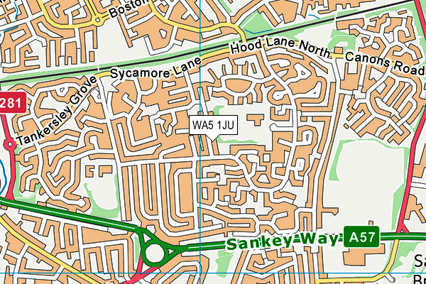 WA5 1JU map - OS VectorMap District (Ordnance Survey)
