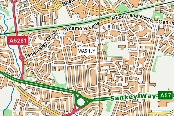 WA5 1JY map - OS VectorMap District (Ordnance Survey)