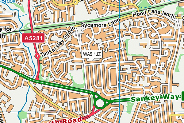 WA5 1JZ map - OS VectorMap District (Ordnance Survey)