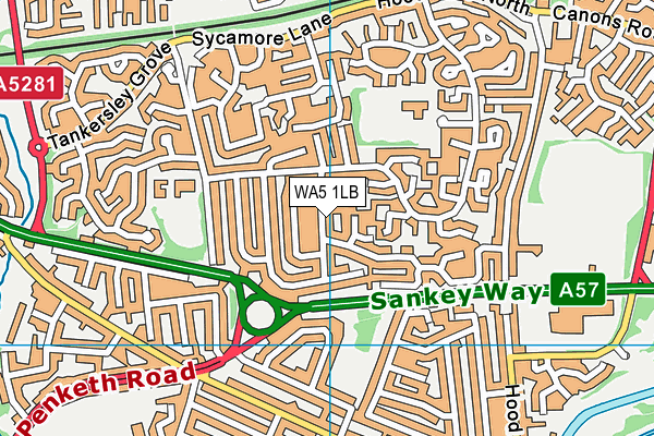 WA5 1LB map - OS VectorMap District (Ordnance Survey)