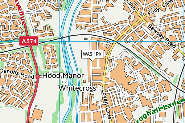WA5 1PX map - OS VectorMap District (Ordnance Survey)