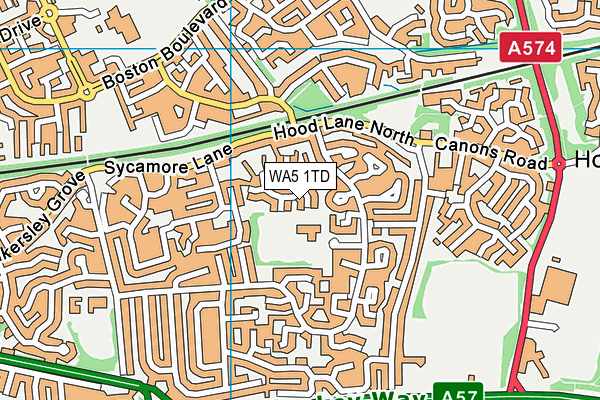 WA5 1TD map - OS VectorMap District (Ordnance Survey)