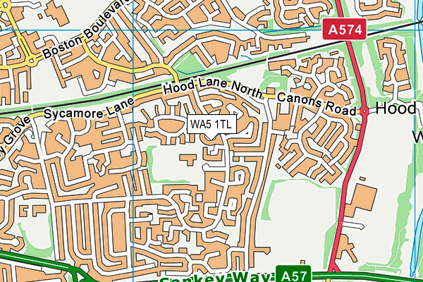WA5 1TL map - OS VectorMap District (Ordnance Survey)