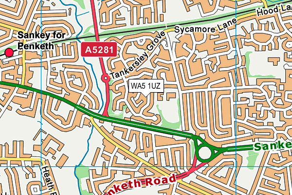 WA5 1UZ map - OS VectorMap District (Ordnance Survey)