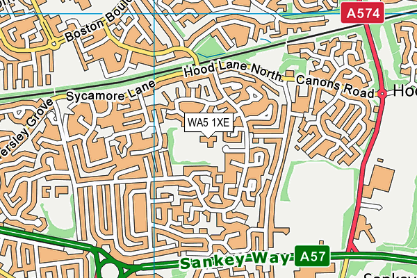 Sankey Valley St James Primary School map (WA5 1XE) - OS VectorMap District (Ordnance Survey)