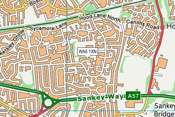 WA5 1XN map - OS VectorMap District (Ordnance Survey)