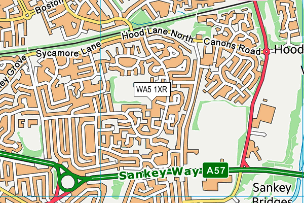 WA5 1XR map - OS VectorMap District (Ordnance Survey)