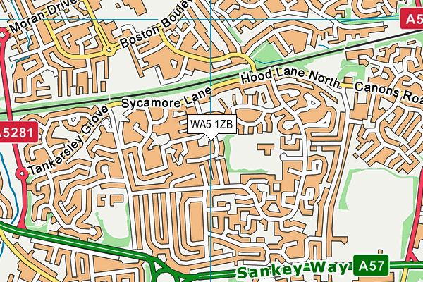WA5 1ZB map - OS VectorMap District (Ordnance Survey)