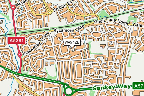 WA5 1ZE map - OS VectorMap District (Ordnance Survey)
