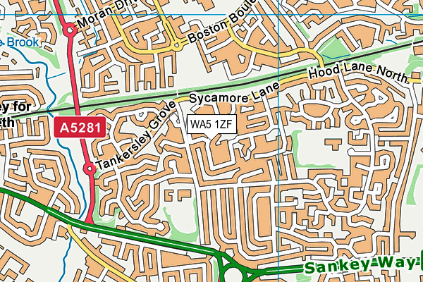 WA5 1ZF map - OS VectorMap District (Ordnance Survey)