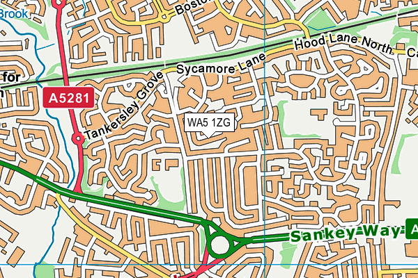 WA5 1ZG map - OS VectorMap District (Ordnance Survey)
