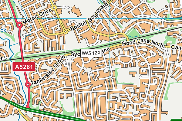 WA5 1ZP map - OS VectorMap District (Ordnance Survey)
