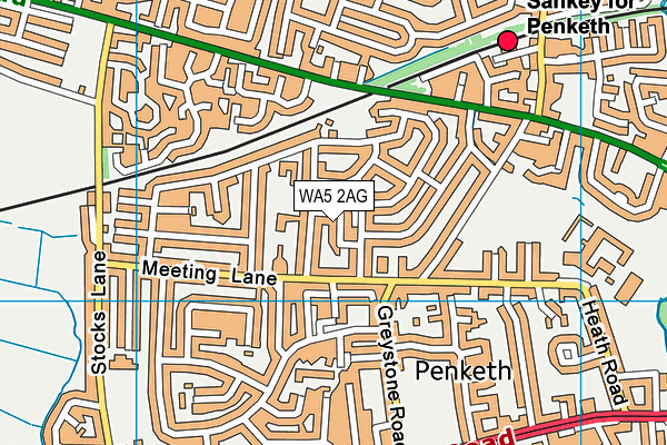 WA5 2AG map - OS VectorMap District (Ordnance Survey)