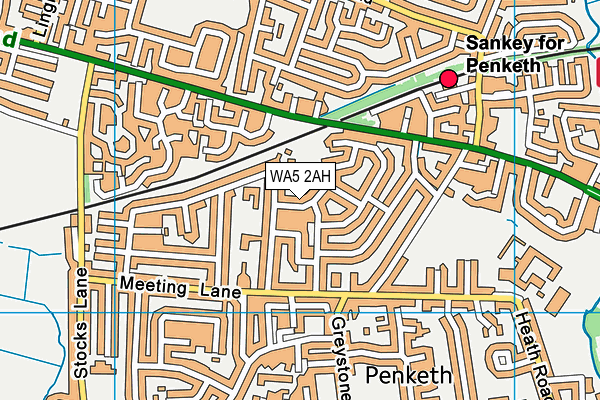 WA5 2AH map - OS VectorMap District (Ordnance Survey)