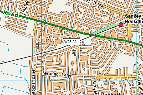 WA5 2AL map - OS VectorMap District (Ordnance Survey)