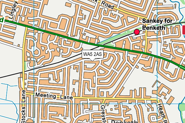 WA5 2AS map - OS VectorMap District (Ordnance Survey)