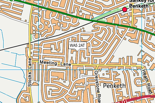 WA5 2AT map - OS VectorMap District (Ordnance Survey)