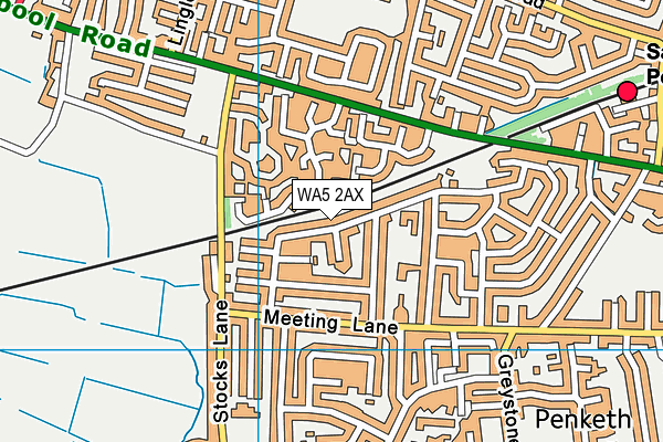WA5 2AX map - OS VectorMap District (Ordnance Survey)