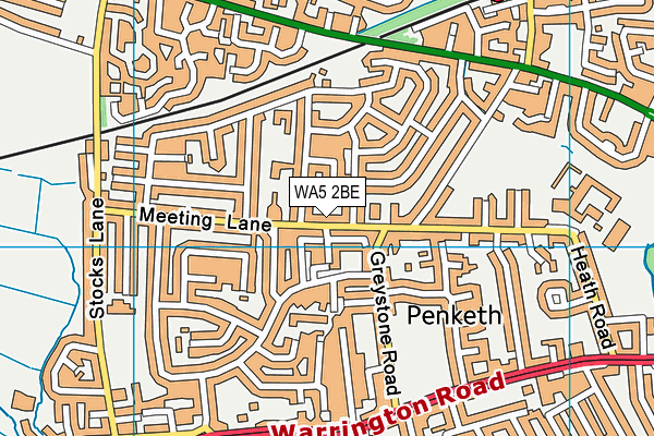 WA5 2BE map - OS VectorMap District (Ordnance Survey)