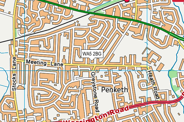 WA5 2BG map - OS VectorMap District (Ordnance Survey)