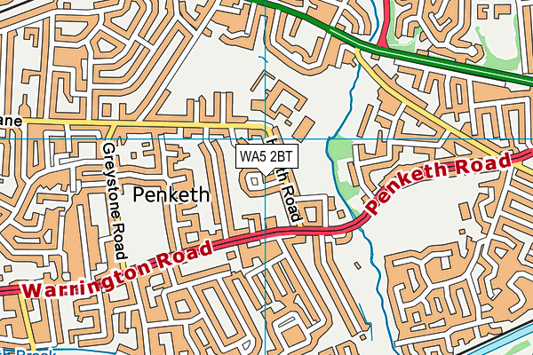 WA5 2BT map - OS VectorMap District (Ordnance Survey)