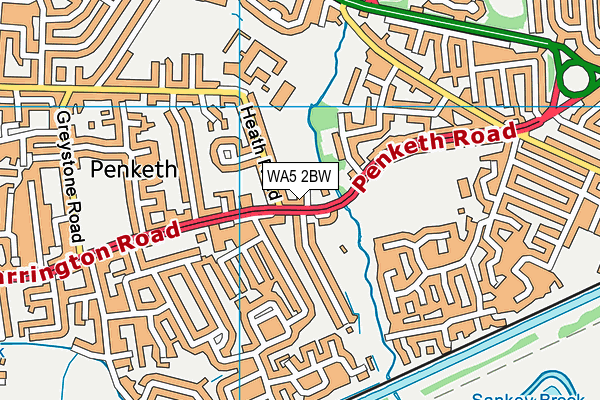 WA5 2BW map - OS VectorMap District (Ordnance Survey)