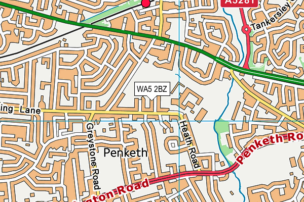 WA5 2BZ map - OS VectorMap District (Ordnance Survey)