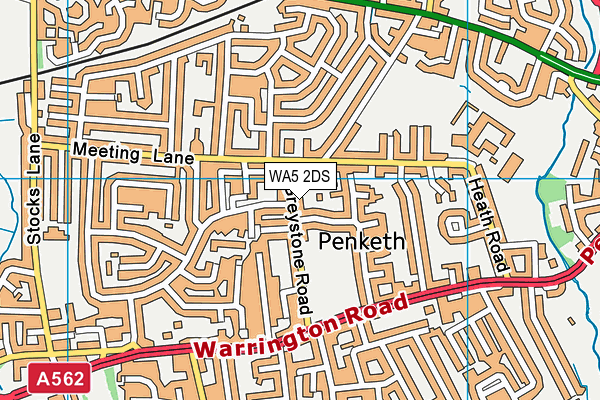 WA5 2DS map - OS VectorMap District (Ordnance Survey)