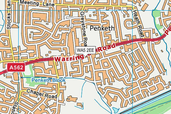 WA5 2EE map - OS VectorMap District (Ordnance Survey)