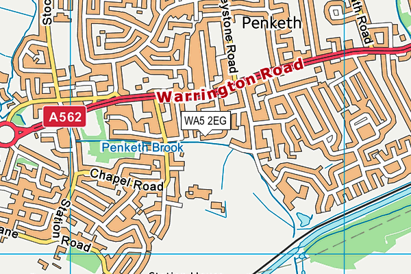 WA5 2EG map - OS VectorMap District (Ordnance Survey)