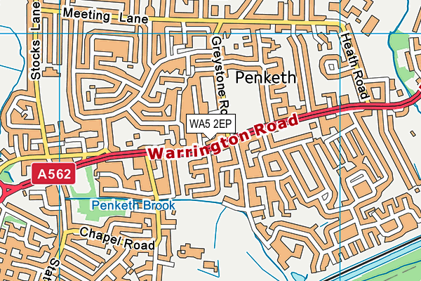 WA5 2EP map - OS VectorMap District (Ordnance Survey)