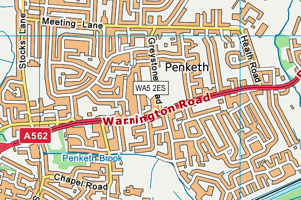 WA5 2ES map - OS VectorMap District (Ordnance Survey)