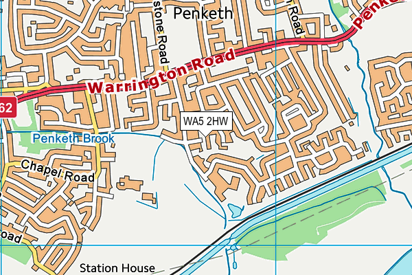 WA5 2HW map - OS VectorMap District (Ordnance Survey)