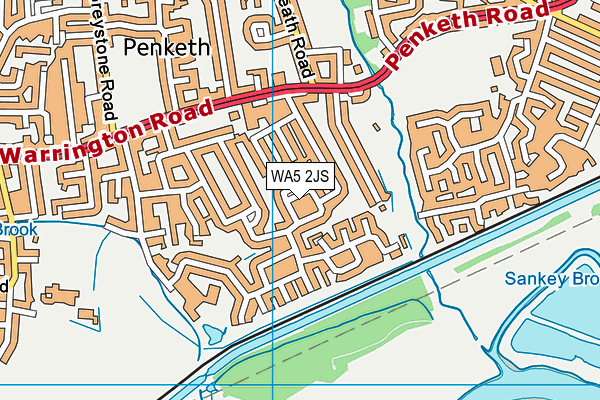 WA5 2JS map - OS VectorMap District (Ordnance Survey)
