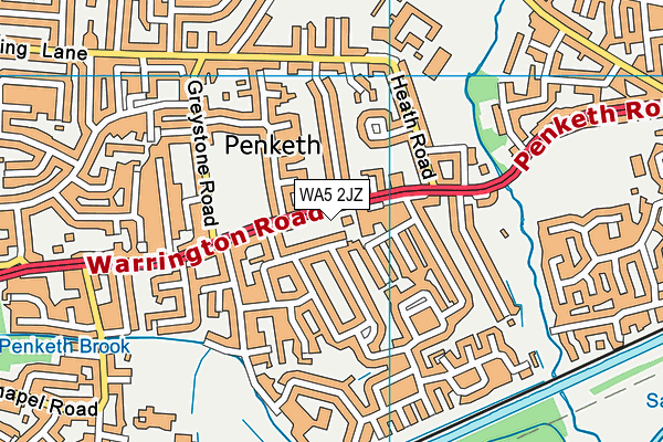 WA5 2JZ map - OS VectorMap District (Ordnance Survey)