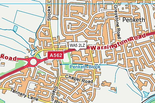 WA5 2LZ map - OS VectorMap District (Ordnance Survey)
