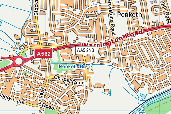 WA5 2NB map - OS VectorMap District (Ordnance Survey)