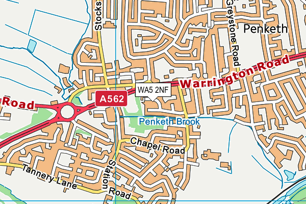 WA5 2NF map - OS VectorMap District (Ordnance Survey)