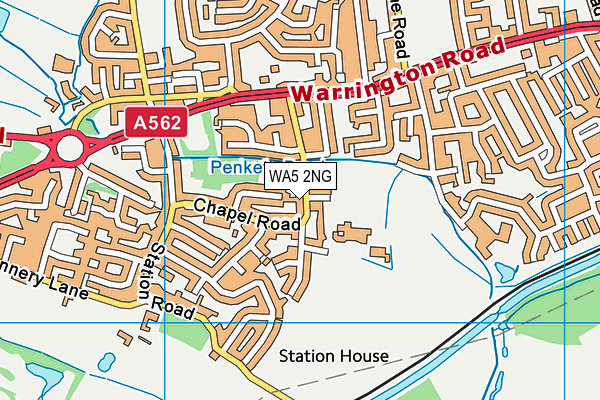 WA5 2NG map - OS VectorMap District (Ordnance Survey)