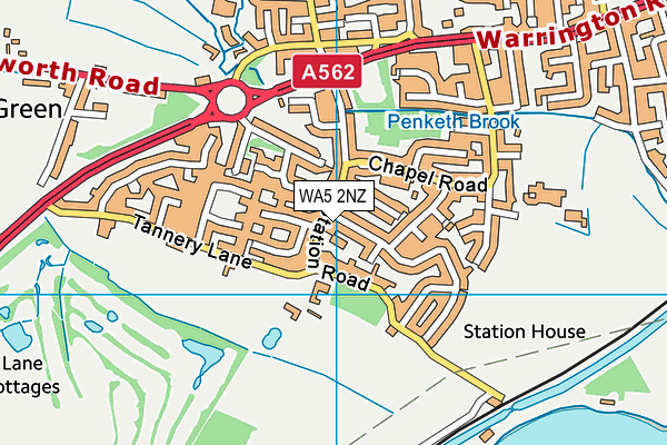 WA5 2NZ map - OS VectorMap District (Ordnance Survey)