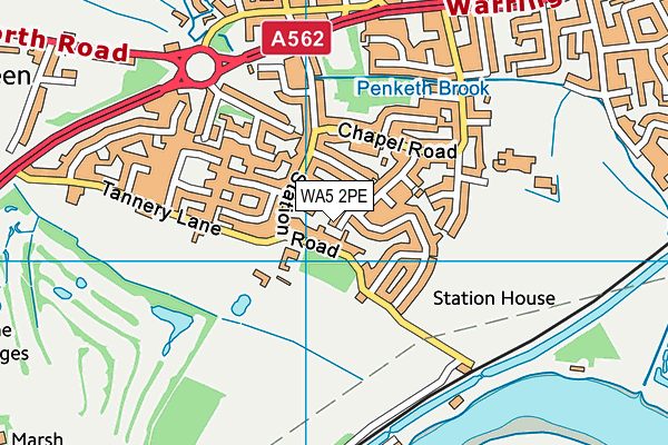 WA5 2PE map - OS VectorMap District (Ordnance Survey)