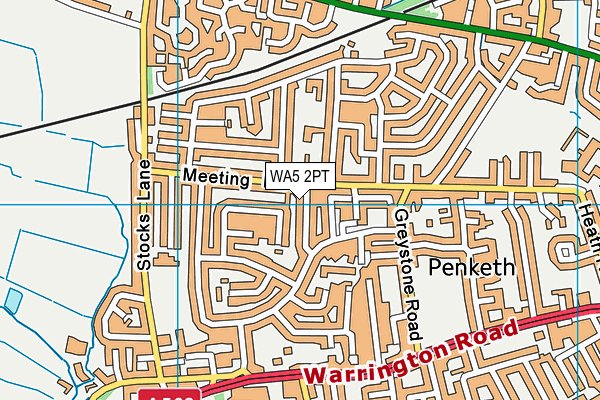 WA5 2PT map - OS VectorMap District (Ordnance Survey)