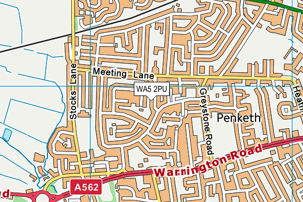WA5 2PU map - OS VectorMap District (Ordnance Survey)