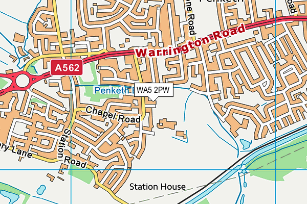 WA5 2PW map - OS VectorMap District (Ordnance Survey)