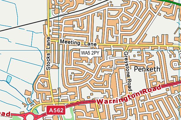 WA5 2PY map - OS VectorMap District (Ordnance Survey)
