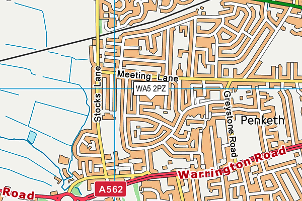 WA5 2PZ map - OS VectorMap District (Ordnance Survey)